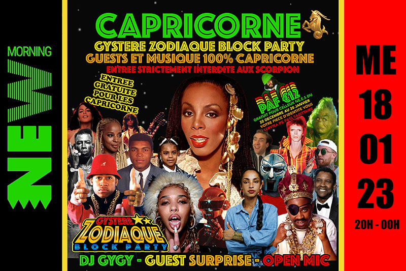 Mer 18 Jan 2023 : Gystere Zodiaque Block Party